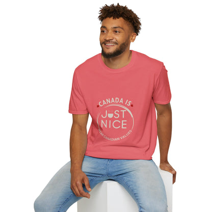 Unisex Softstyle T-Shirt - "Canada is Just Nice" Maple Leaf Design