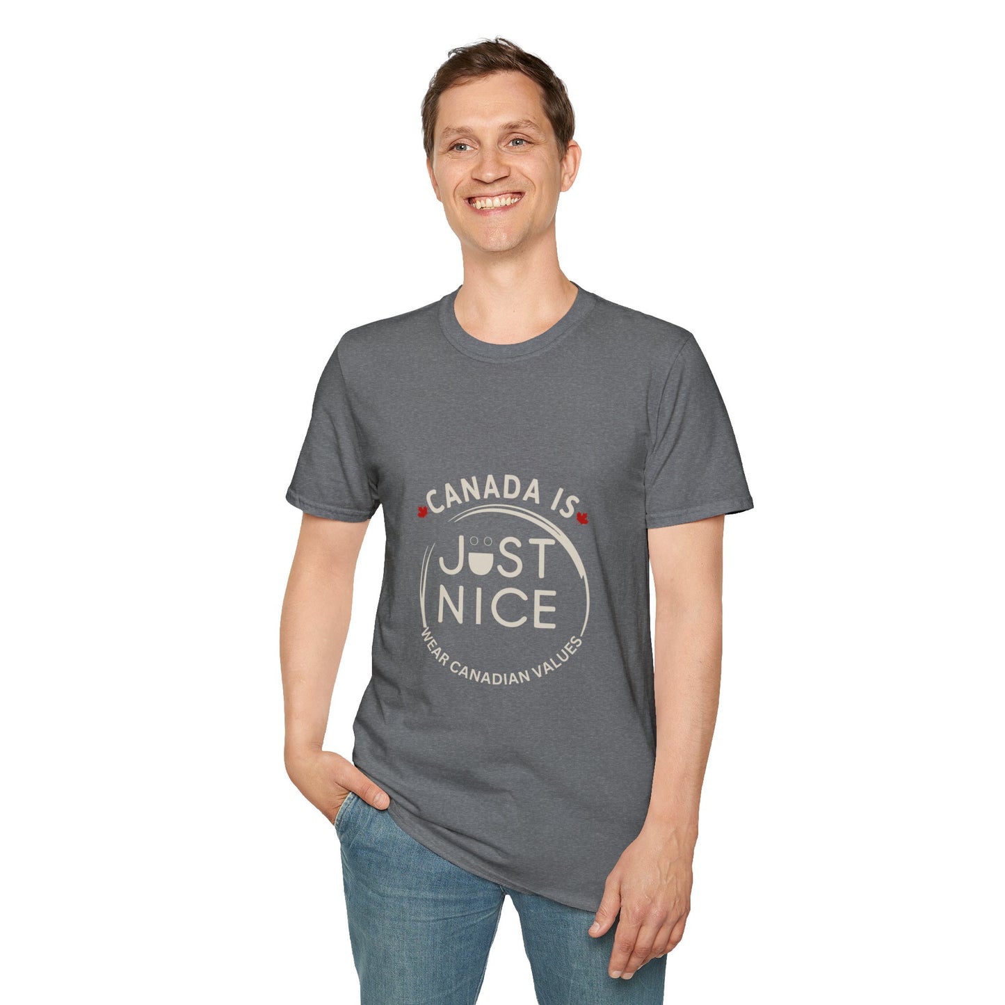 Unisex Softstyle T-Shirt - "Canada is Just Nice" Maple Leaf Design
