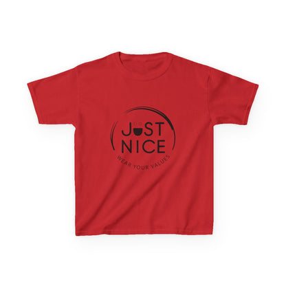 Kids Graphic Tee, Just Nice Cotton T-Shirt, Everyday Casual Wear, Perfect for Birthdays, Fun Gift for Kids, Playful Style