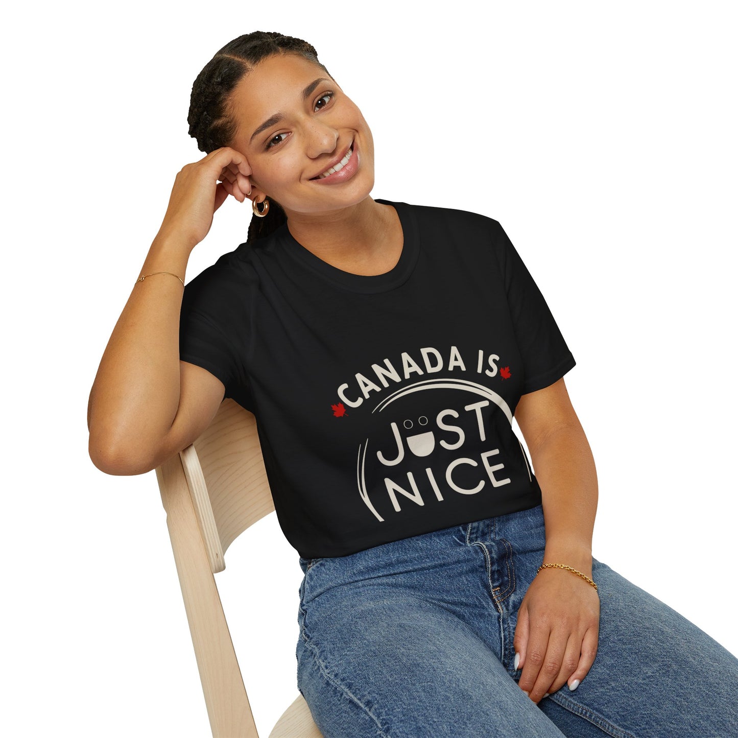 Canada Is Just Nice Unisex Softstyle T-Shirt, Fun Graphic Tee, Casual Wear, Gift for Canadians, Travel Souvenir, Canada Day Outfit