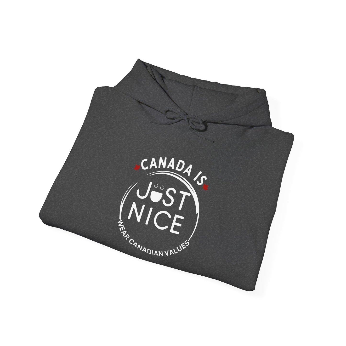 Canada Is Just Nice Hoodie - Unisex Heavy Blend™ Sweatshirt with Maple Leaf Design