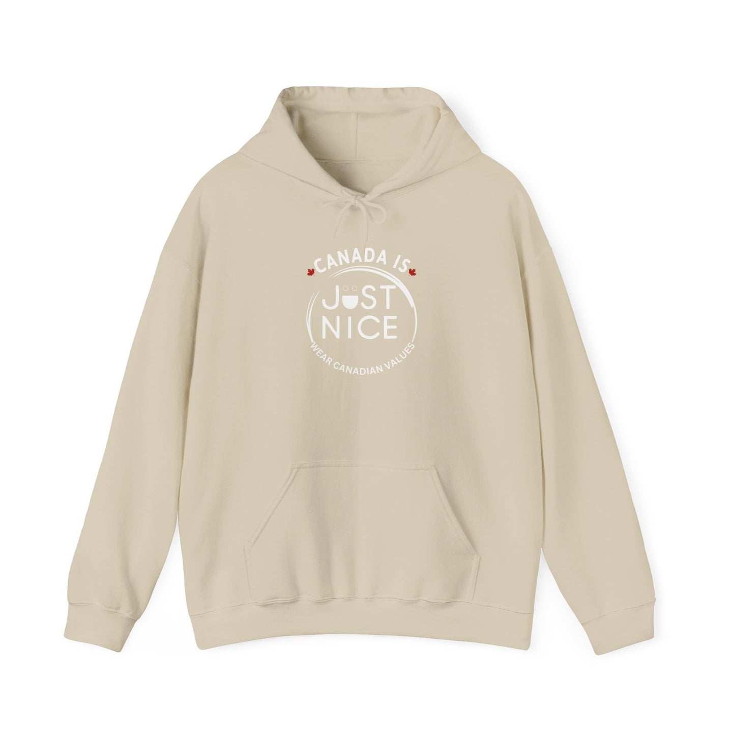 Canada Is Just Nice Hoodie - Unisex Heavy Blend™ Sweatshirt with Maple Leaf Design