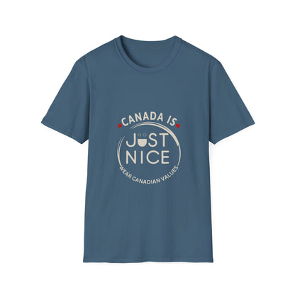 Unisex Softstyle T-Shirt - "Canada is Just Nice" Maple Leaf Design