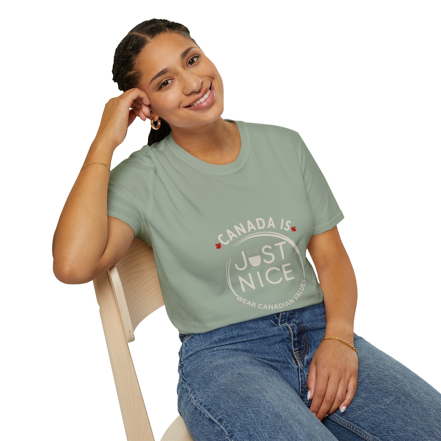 Unisex Softstyle T-Shirt - "Canada is Just Nice" Maple Leaf Design