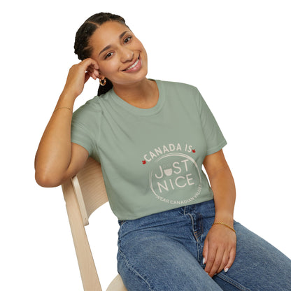 Unisex Softstyle T-Shirt - "Canada is Just Nice" Maple Leaf Design