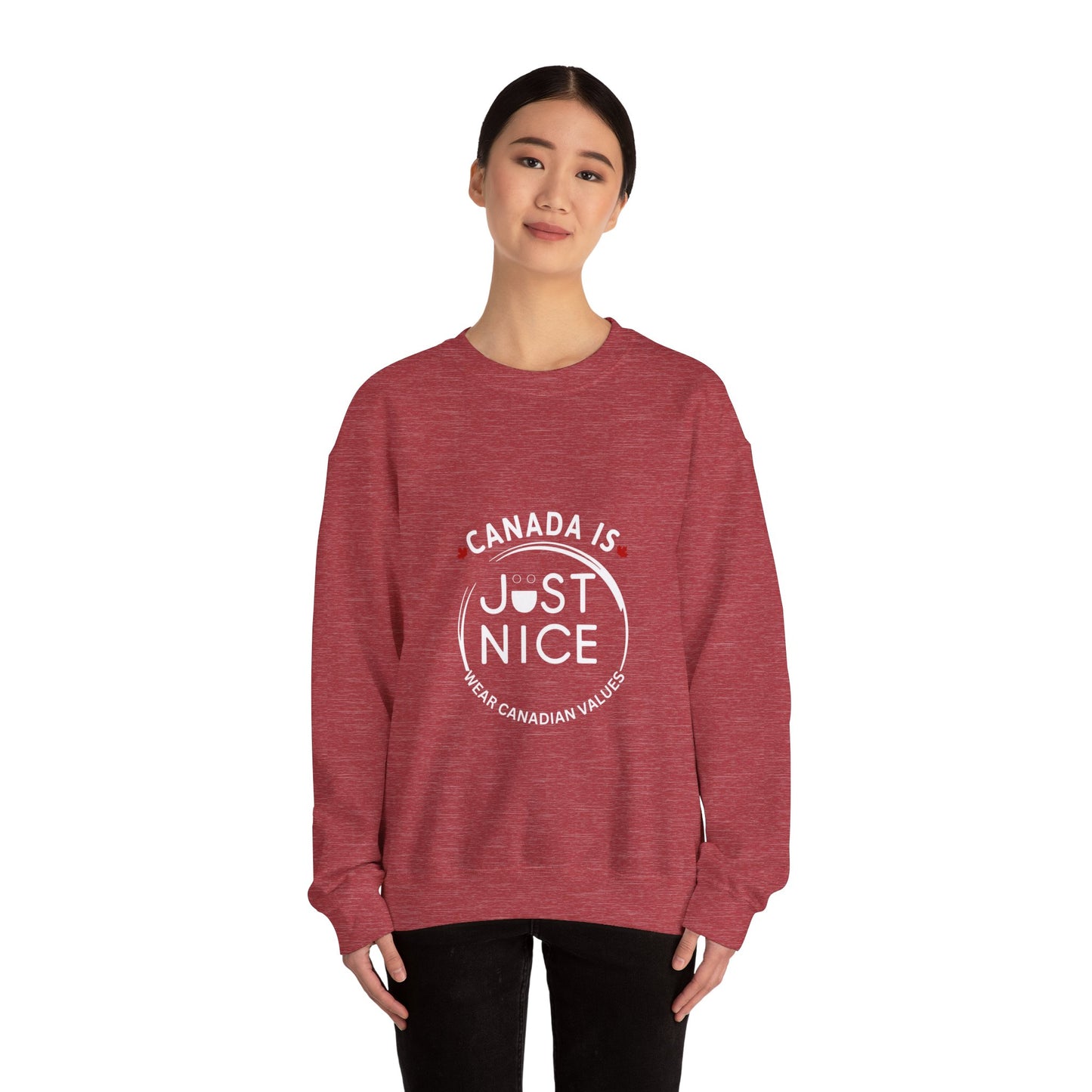 Canada Is Just Nice Crewneck Sweatshirt - Cozy Unisex Sweater for Home & Outdoor