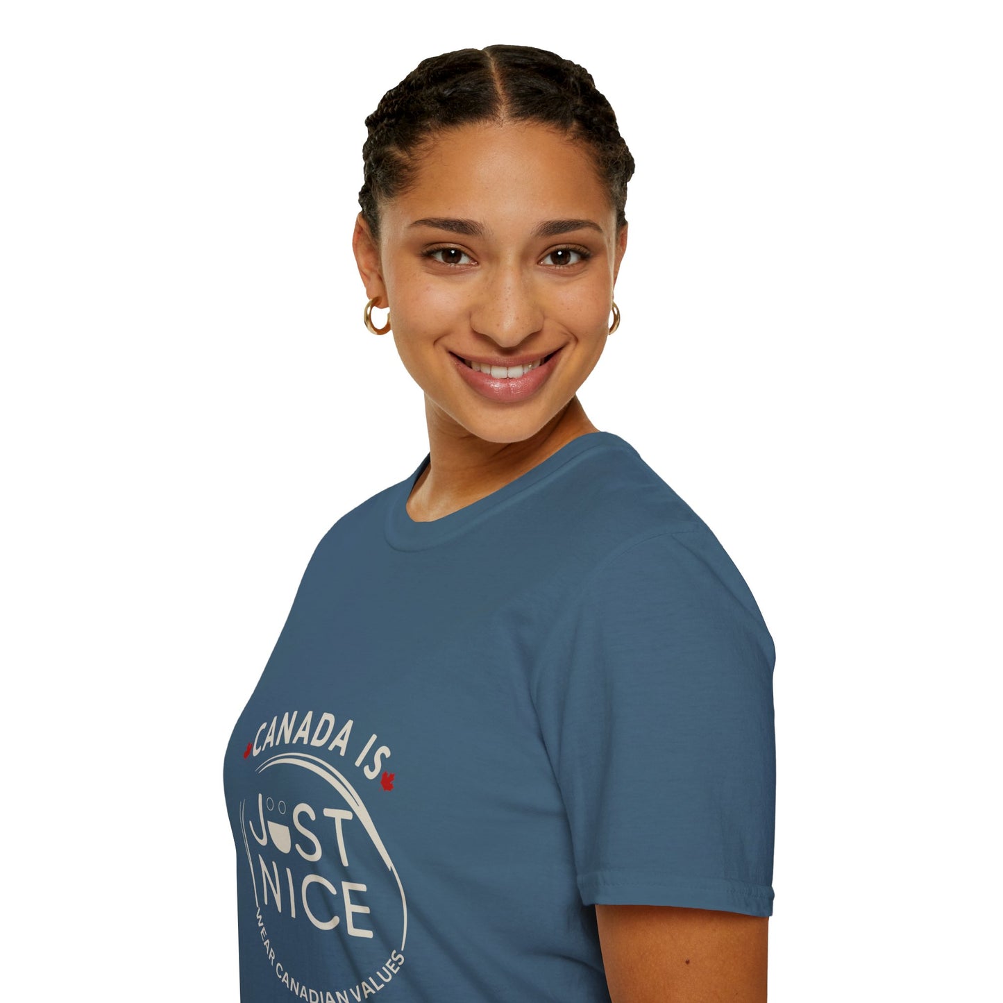 Unisex Softstyle T-Shirt - "Canada is Just Nice" Maple Leaf Design
