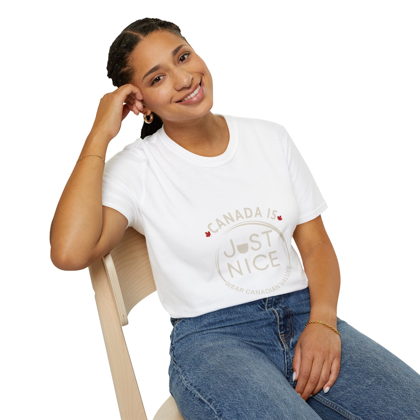 Unisex Softstyle T-Shirt - "Canada is Just Nice" Maple Leaf Design