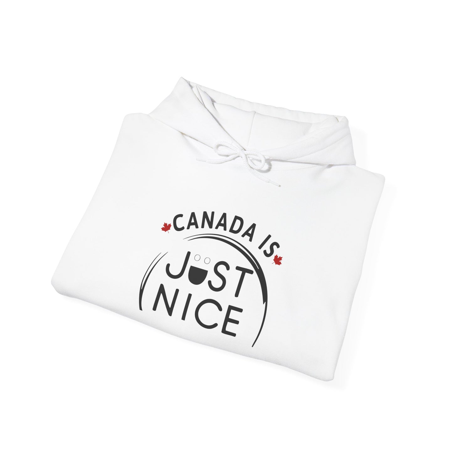 Canada Is Just Nice Hoodie - Unisex Heavy Blend™ Sweatshirt with Maple Leaf Design