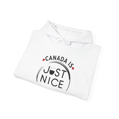 Canada Is Just Nice Hoodie - Unisex Heavy Blend™ Sweatshirt with Maple Leaf Design