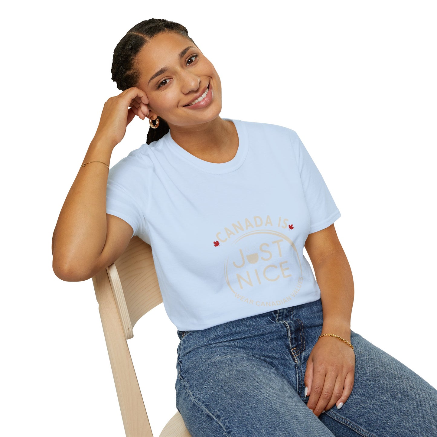 Unisex Softstyle T-Shirt - "Canada is Just Nice" Maple Leaf Design