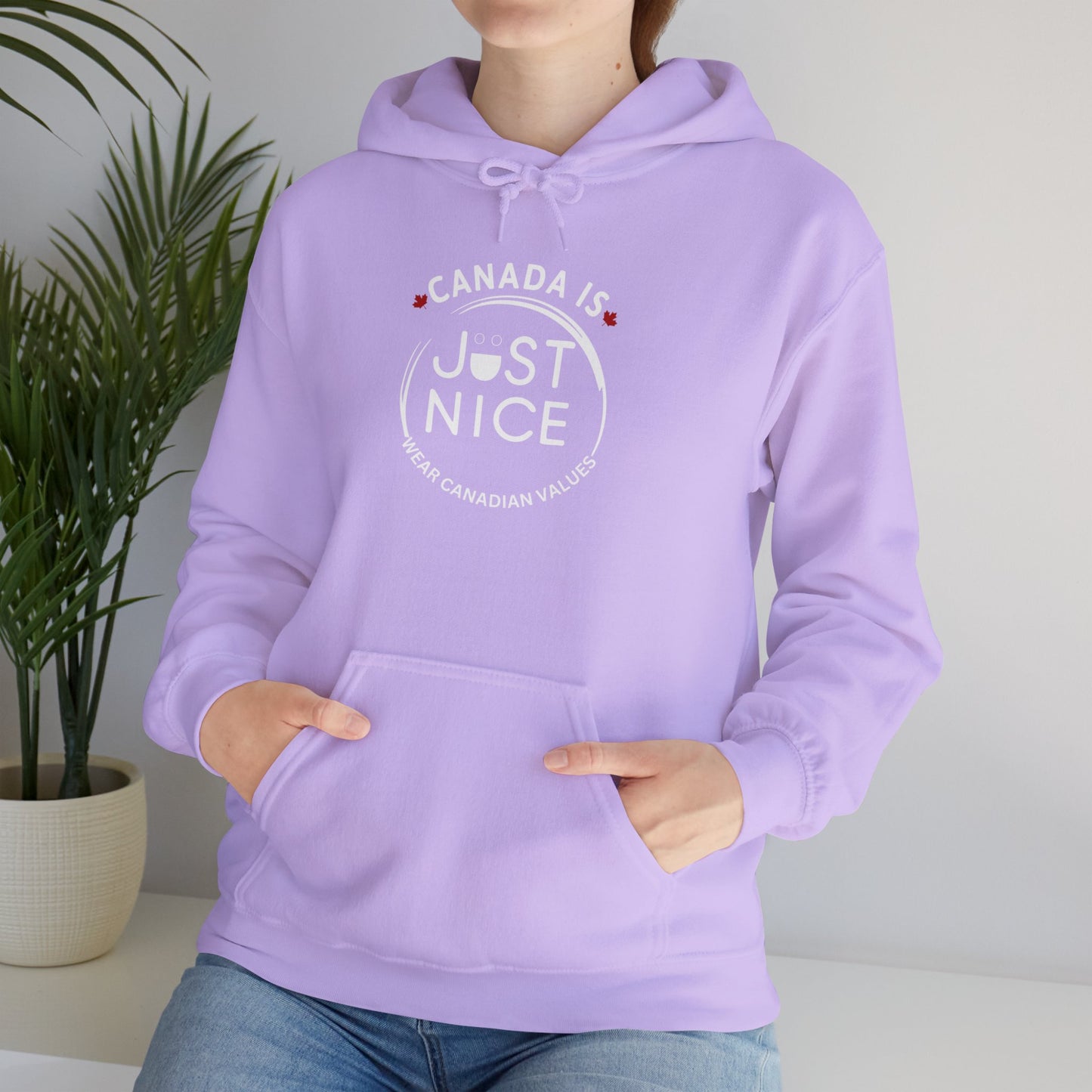 Canada Is Just Nice Hoodie - Unisex Heavy Blend™ Sweatshirt with Maple Leaf Design