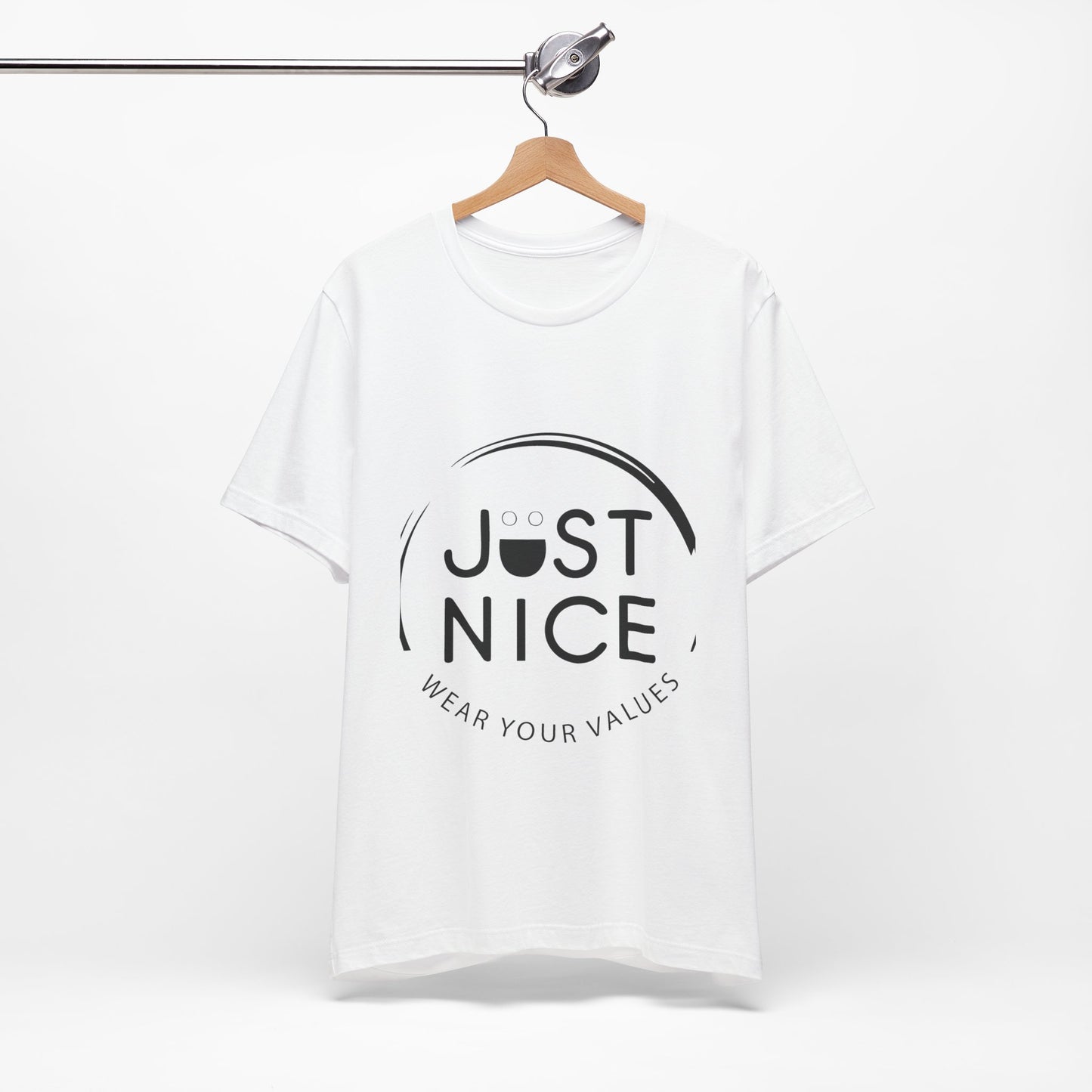 Unisex Jersey Tee - "Just Nice" Values Shirt - Casual Wear, Gift for Friends, Eco-Friendly Fashion, Everyday Comfort, Positive Vibes