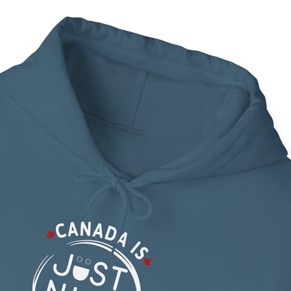 Canada Is Just Nice Hoodie - Unisex Heavy Blend™ Sweatshirt with Maple Leaf Design