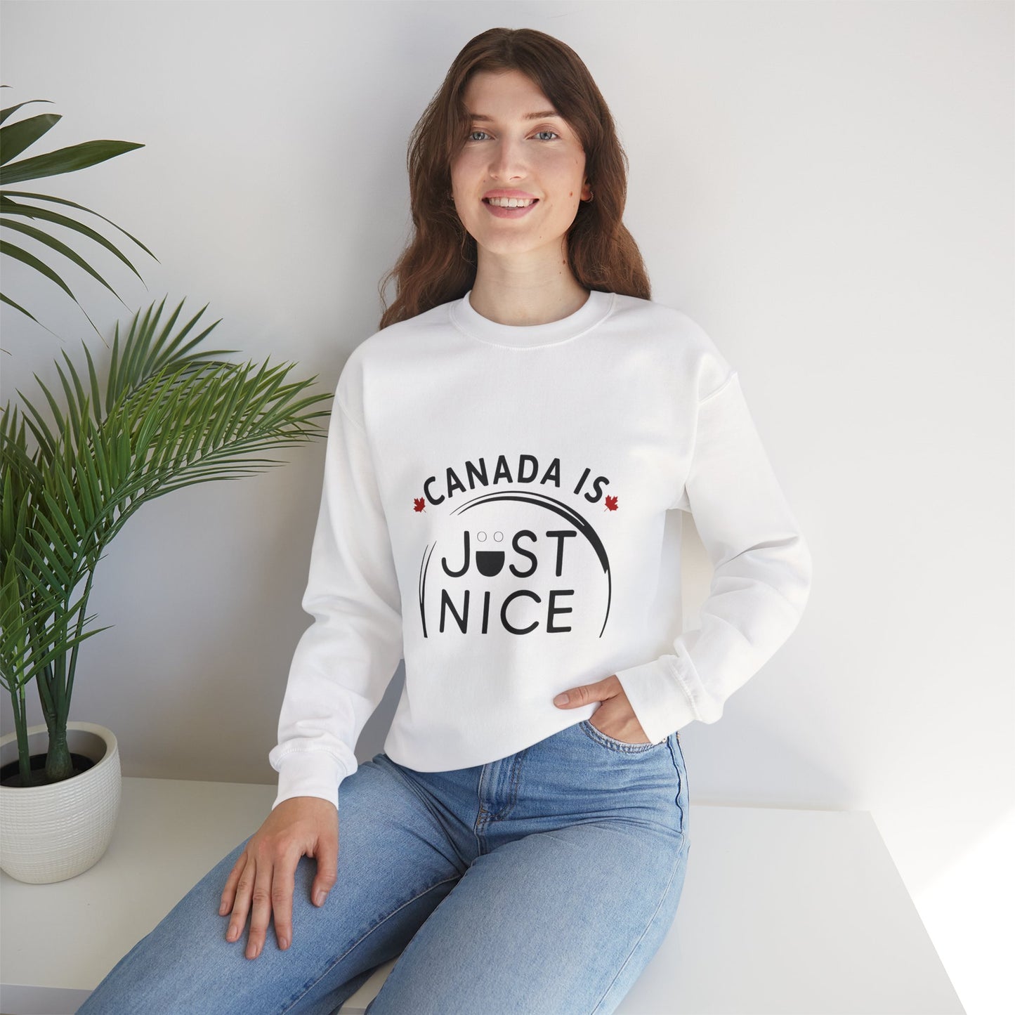Canada Is Just Nice Crewneck Sweatshirt - Cozy Unisex Sweater for Home & Outdoor
