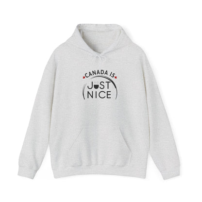 Canada Is Just Nice Hoodie - Unisex Heavy Blend™ Sweatshirt with Maple Leaf Design