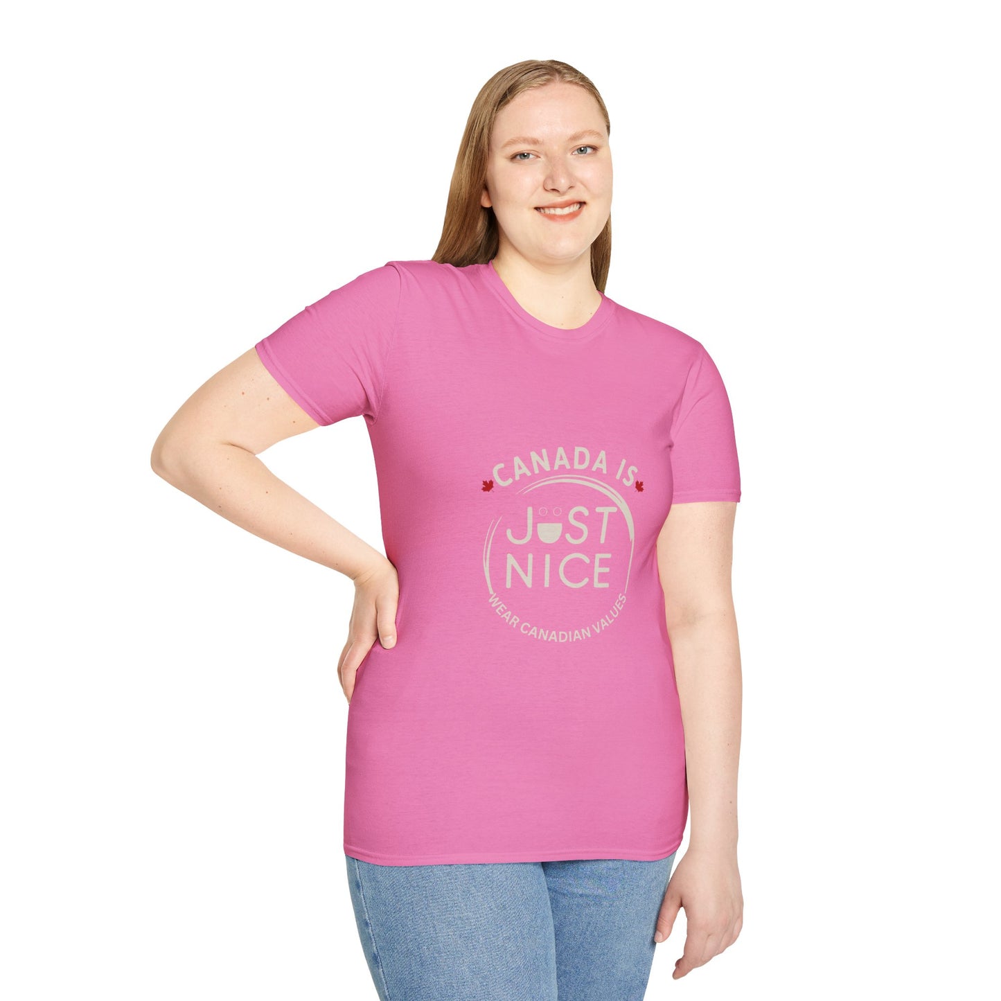 Unisex Softstyle T-Shirt - "Canada is Just Nice" Maple Leaf Design