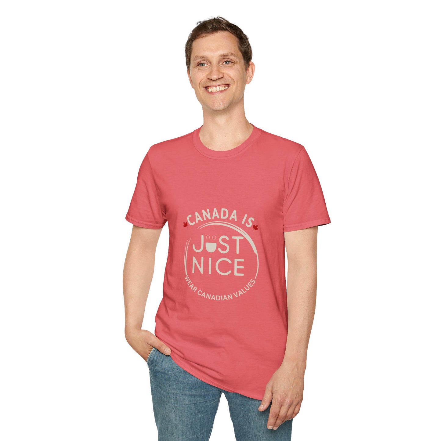 Unisex Softstyle T-Shirt - "Canada is Just Nice" Maple Leaf Design