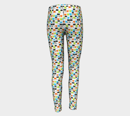 Monochrome Neon Seamless Pattern Smiley Face Leggings