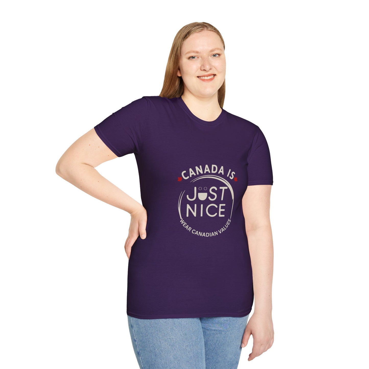 Unisex Softstyle T-Shirt - "Canada is Just Nice" Maple Leaf Design