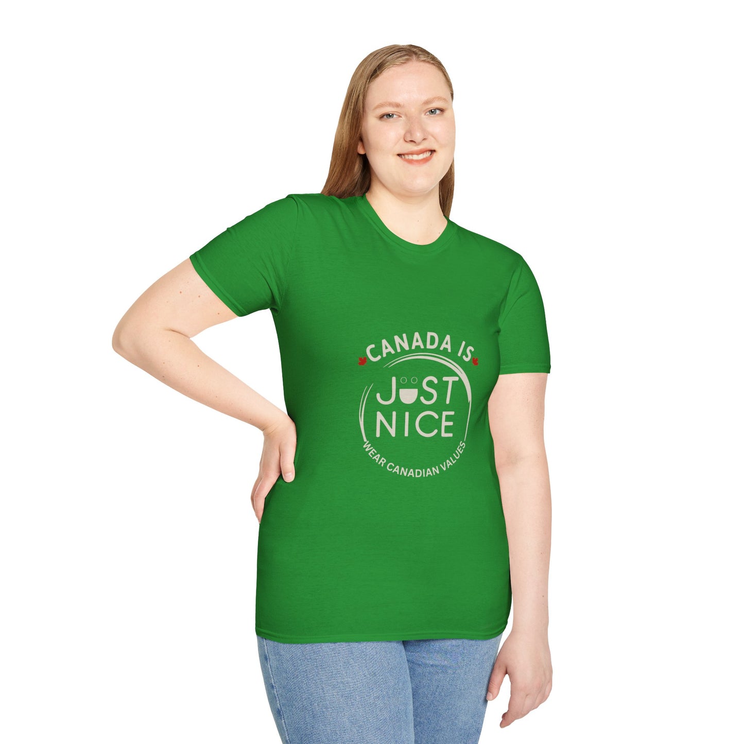Unisex Softstyle T-Shirt - "Canada is Just Nice" Maple Leaf Design