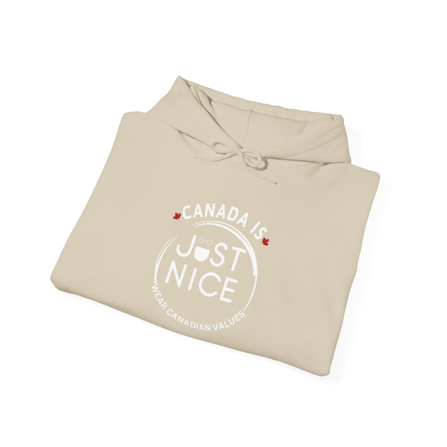 Canada Is Just Nice Hoodie - Unisex Heavy Blend™ Sweatshirt with Maple Leaf Design