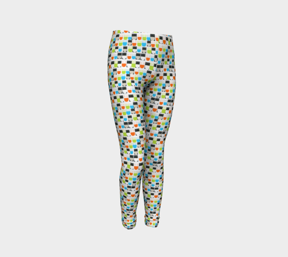 Monochrome Neon Seamless Pattern Smiley Face Leggings