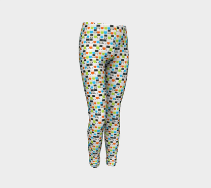 Monochrome Neon Seamless Pattern Smiley Face Leggings