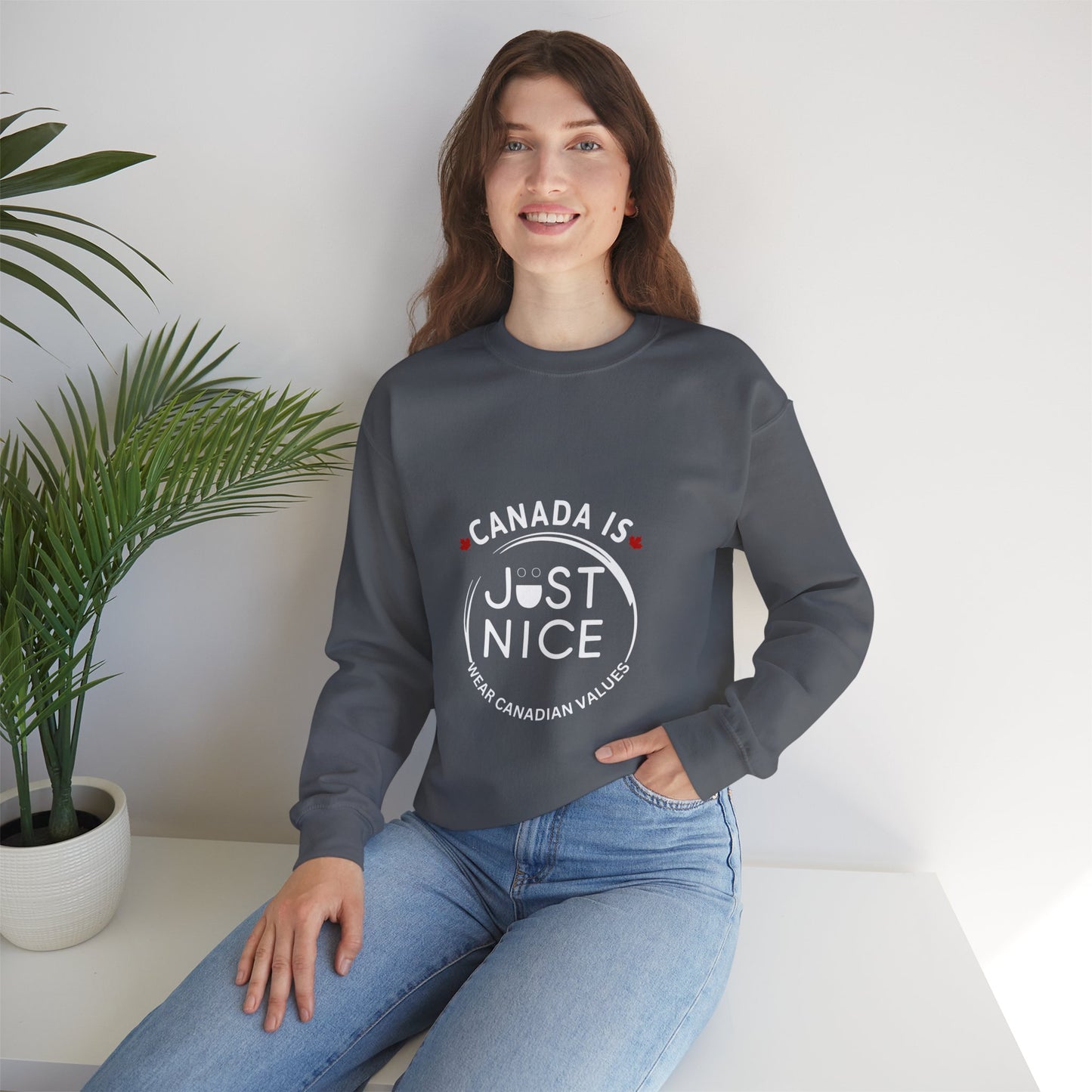 Canada Is Just Nice Crewneck Sweatshirt - Cozy Unisex Sweater for Home & Outdoor