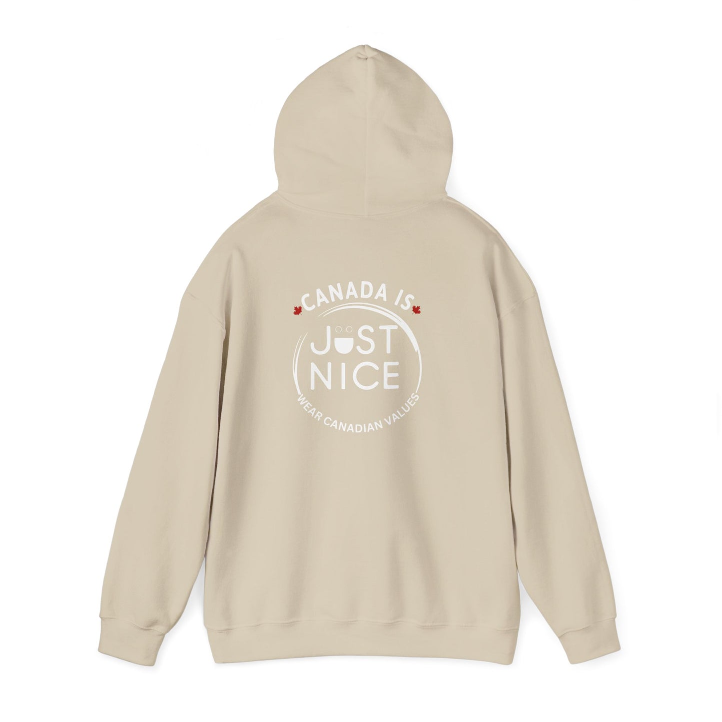 Canada Is Just Nice Hoodie - Unisex Heavy Blend™ Sweatshirt with Maple Leaf Design