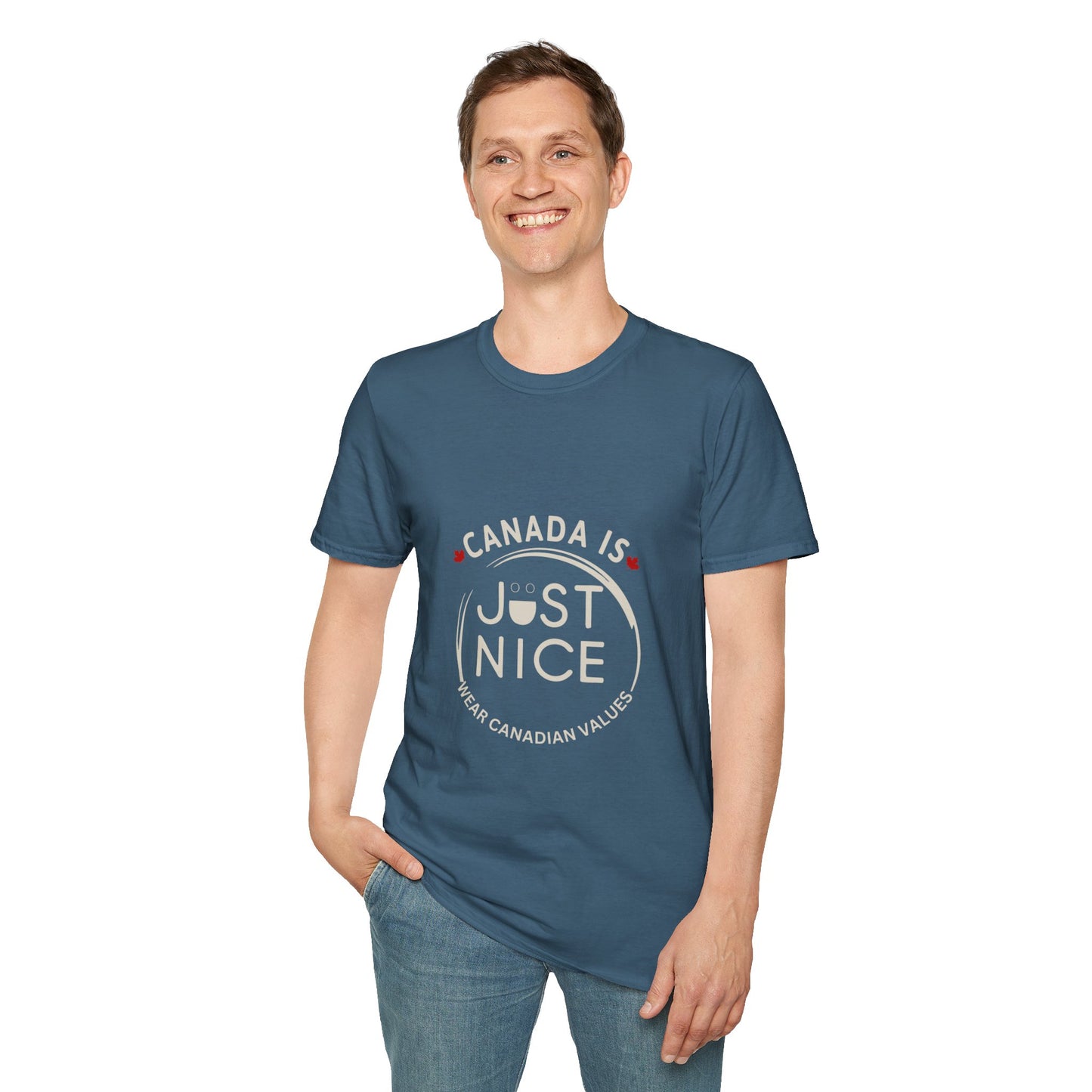 Unisex Softstyle T-Shirt - "Canada is Just Nice" Maple Leaf Design