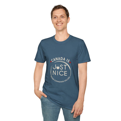 Unisex Softstyle T-Shirt - "Canada is Just Nice" Maple Leaf Design