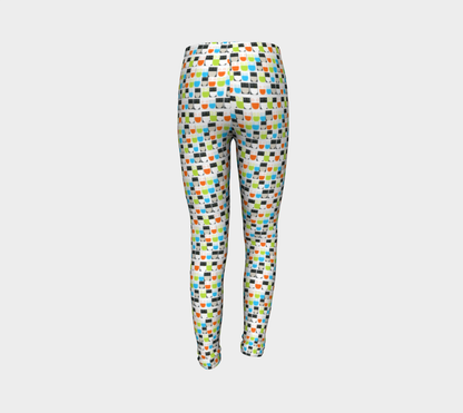 Monochrome Neon Seamless Pattern Smiley Face Leggings