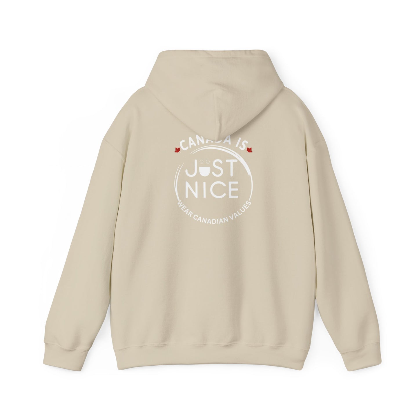 Canada Is Just Nice Hoodie - Unisex Heavy Blend™ Sweatshirt with Maple Leaf Design