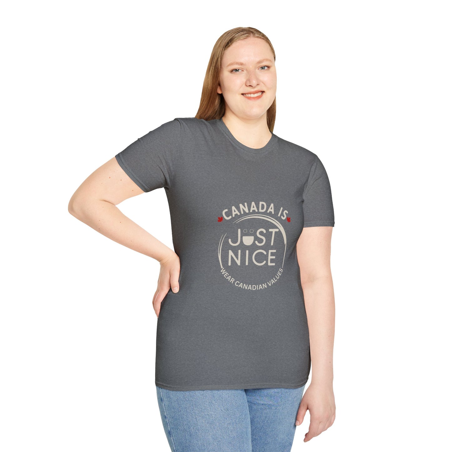 Unisex Softstyle T-Shirt - "Canada is Just Nice" Maple Leaf Design