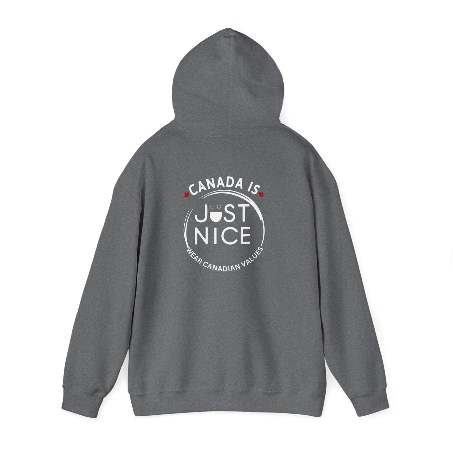 Canada Is Just Nice Hoodie - Unisex Heavy Blend™ Sweatshirt with Maple Leaf Design