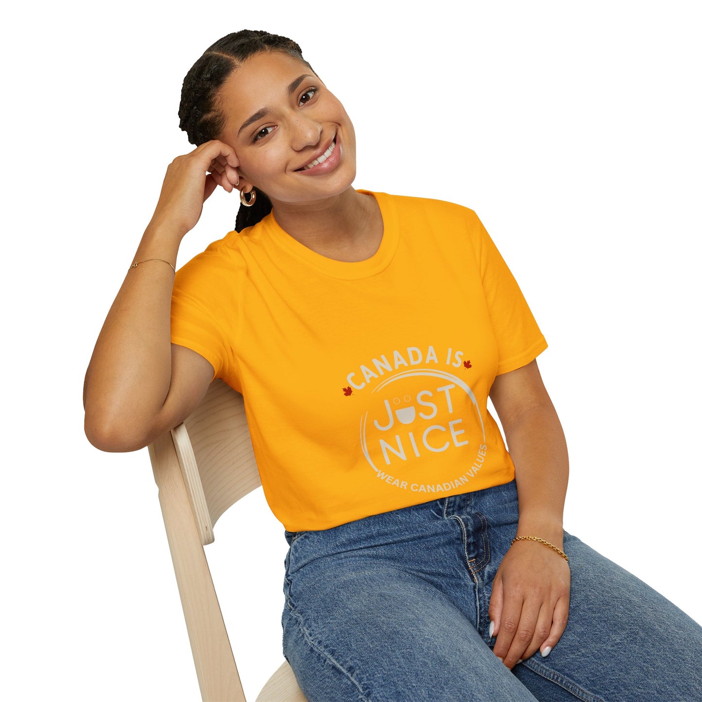 Unisex Softstyle T-Shirt - "Canada is Just Nice" Maple Leaf Design
