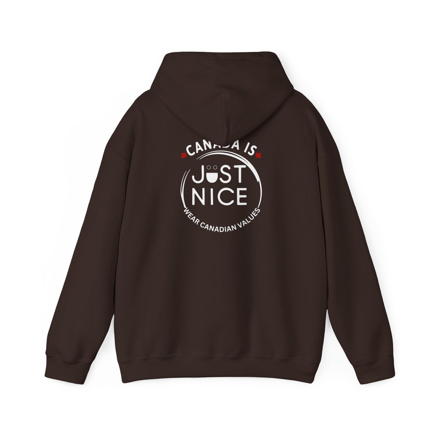Canada Is Just Nice Hoodie - Unisex Heavy Blend™ Sweatshirt with Maple Leaf Design