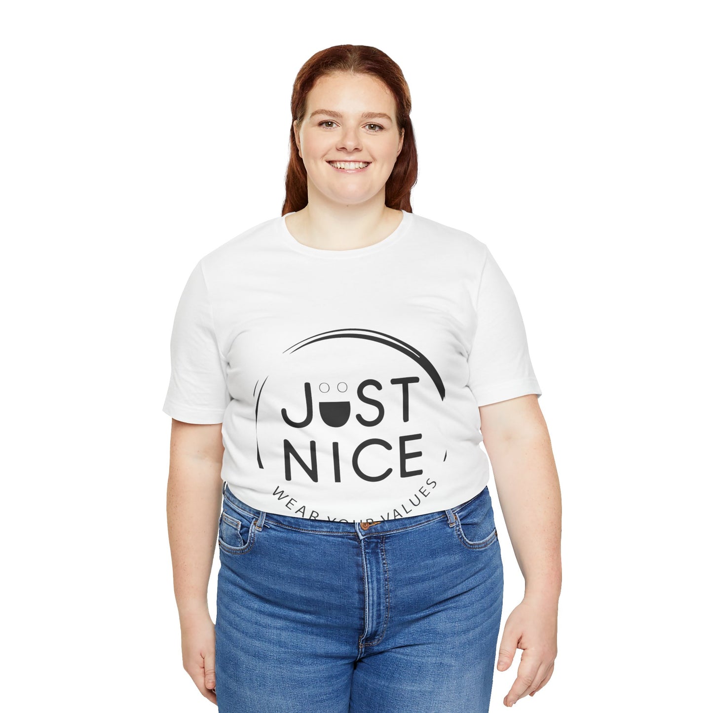 Unisex Jersey Tee - "Just Nice" Values Shirt - Casual Wear, Gift for Friends, Eco-Friendly Fashion, Everyday Comfort, Positive Vibes