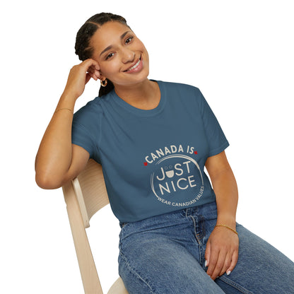 Unisex Softstyle T-Shirt - "Canada is Just Nice" Maple Leaf Design