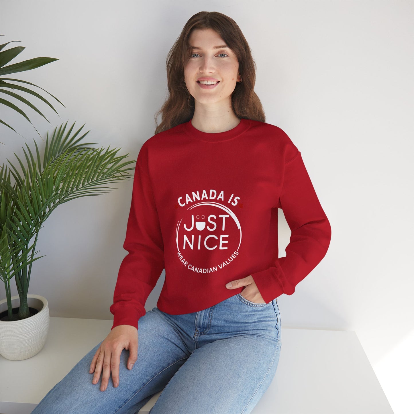Canada Is Just Nice Crewneck Sweatshirt - Cozy Unisex Sweater for Home & Outdoor