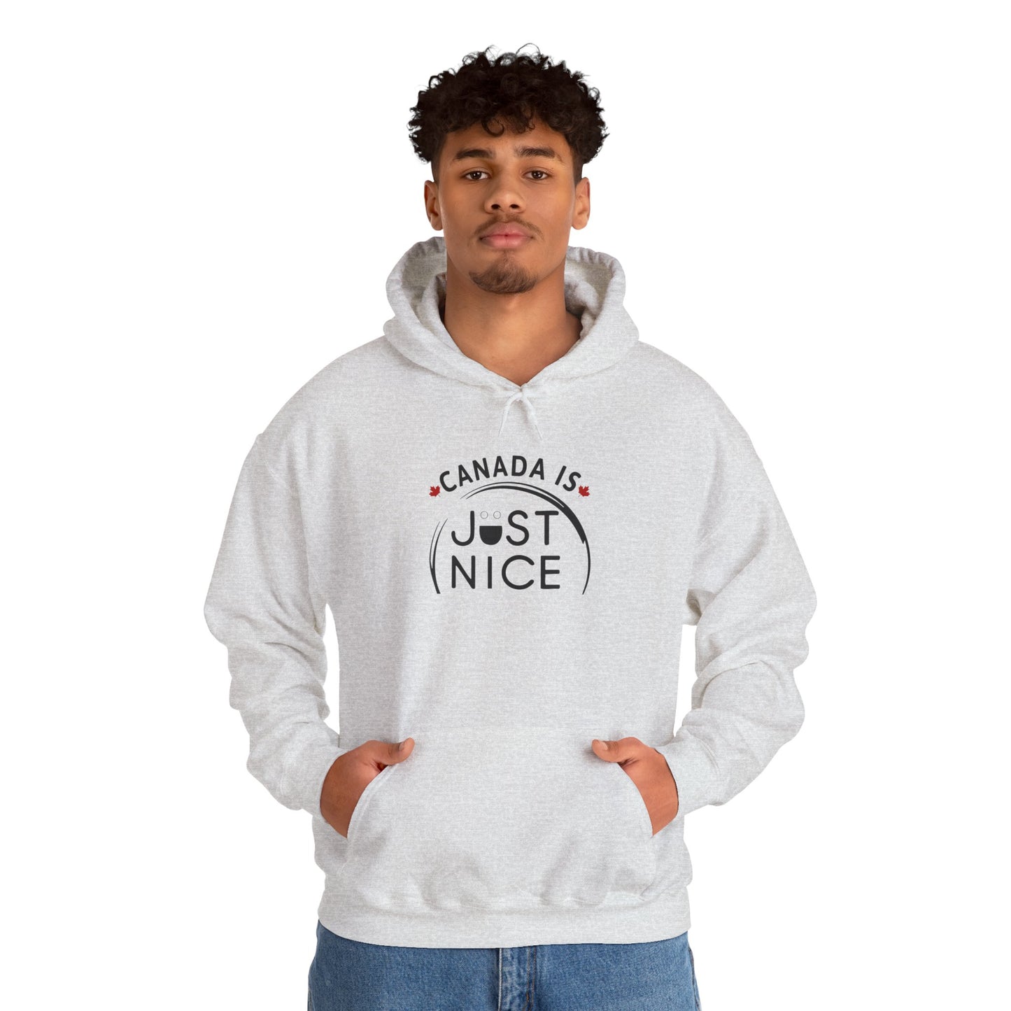 Canada Is Just Nice Hoodie - Unisex Heavy Blend™ Sweatshirt with Maple Leaf Design