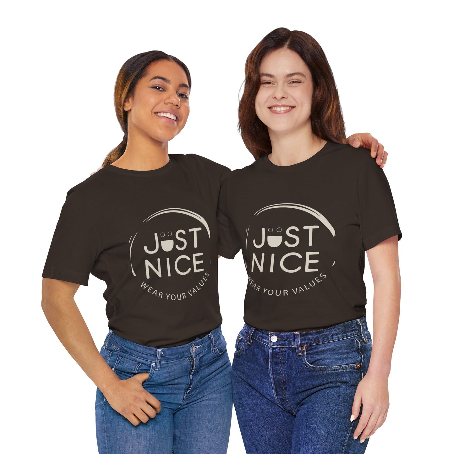 Unisex Jersey Short Sleeve Tee - Just Nice, Wear Your Values, Motivational Tee, Casual Wear, Gift for Friends, Values-based Fashion