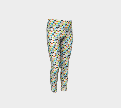 Monochrome Neon Seamless Pattern Smiley Face Leggings